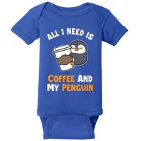 Coffee And My Penguin Sea Bird King Emperor Penguin Gift Baby Bodysuit