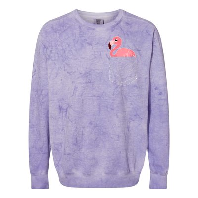 Cute Adorable Mini Flamingo in Pocket Colorblast Crewneck Sweatshirt