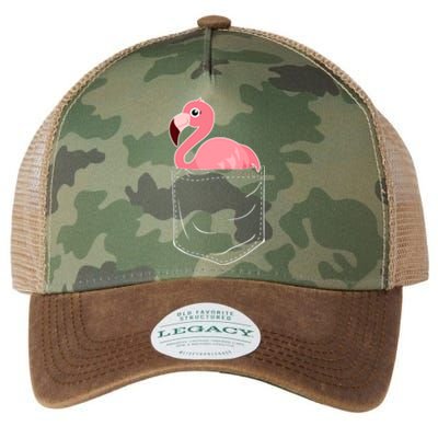 Cute Adorable Mini Flamingo in Pocket Legacy Tie Dye Trucker Hat