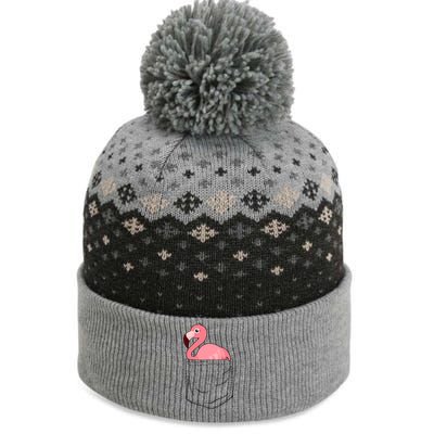 Cute Adorable Mini Flamingo in Pocket The Baniff Cuffed Pom Beanie