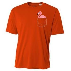 Cute Adorable Mini Flamingo in Pocket Cooling Performance Crew T-Shirt