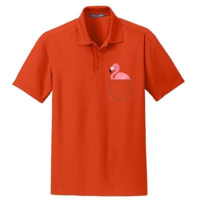 Cute Adorable Mini Flamingo in Pocket Dry Zone Grid Polo