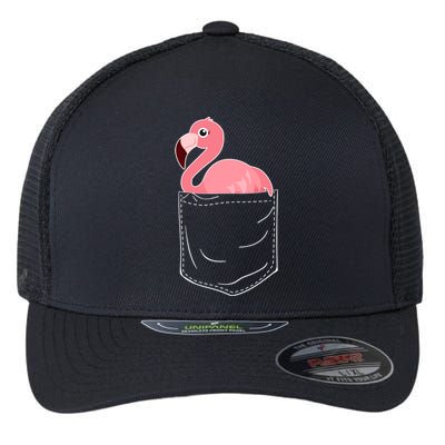 Cute Adorable Mini Flamingo in Pocket Flexfit Unipanel Trucker Cap