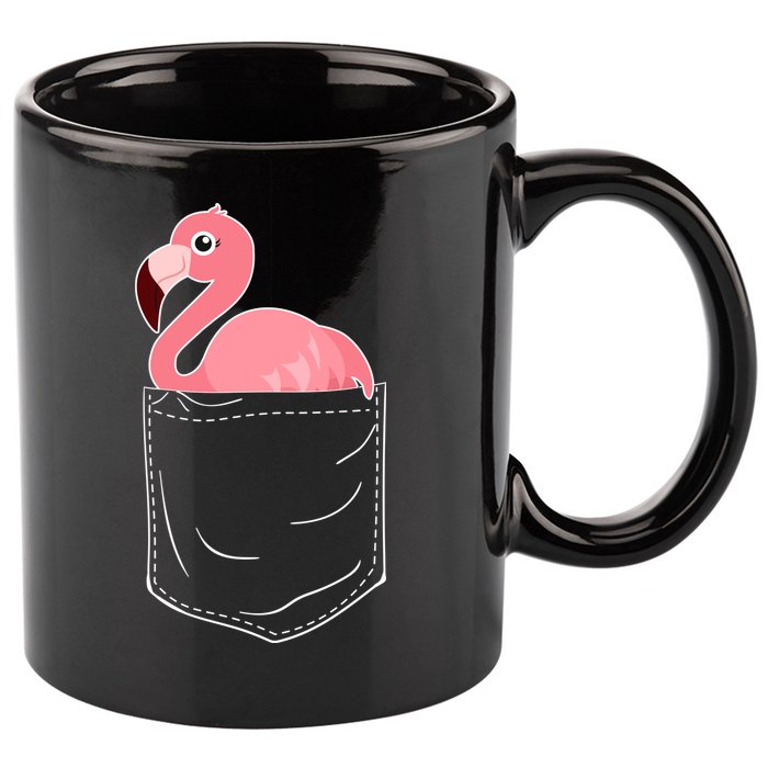 Cute Adorable Mini Flamingo in Pocket 11oz C Handle Ceramic Mug