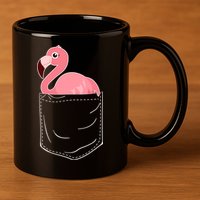 Cute Adorable Mini Flamingo in Pocket 11oz C Handle Ceramic Mug