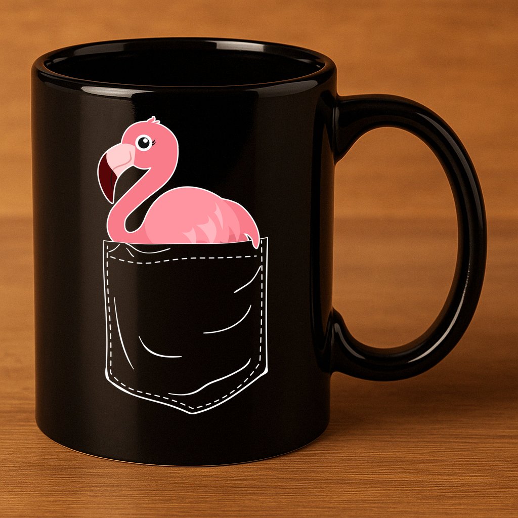 Cute Adorable Mini Flamingo in Pocket 11oz C Handle Ceramic Mug