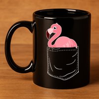 Cute Adorable Mini Flamingo in Pocket 11oz C Handle Ceramic Mug