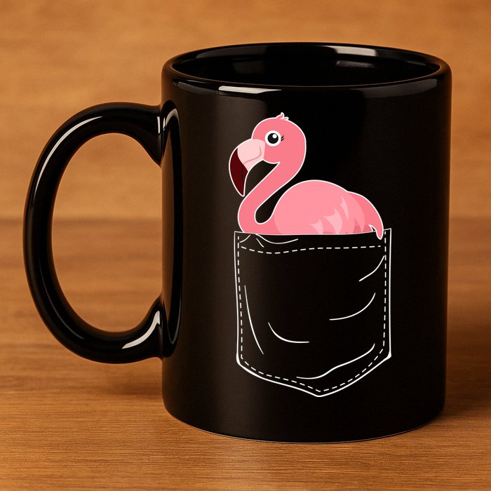 Cute Adorable Mini Flamingo in Pocket 11oz C Handle Ceramic Mug