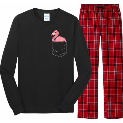 Cute Adorable Mini Flamingo in Pocket Long Sleeve Pajama Set