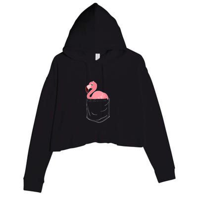 Cute Adorable Mini Flamingo in Pocket Crop Fleece Hoodie