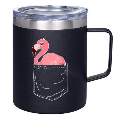 Cute Adorable Mini Flamingo in Pocket 12oz Stainless Steel Coffee Mug