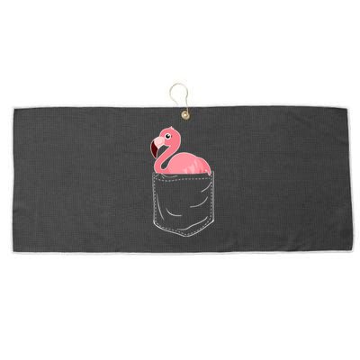 Cute Adorable Mini Flamingo in Pocket Large Microfiber Waffle Golf Towel