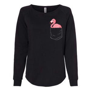 Cute Adorable Mini Flamingo in Pocket Womens California Wash Sweatshirt