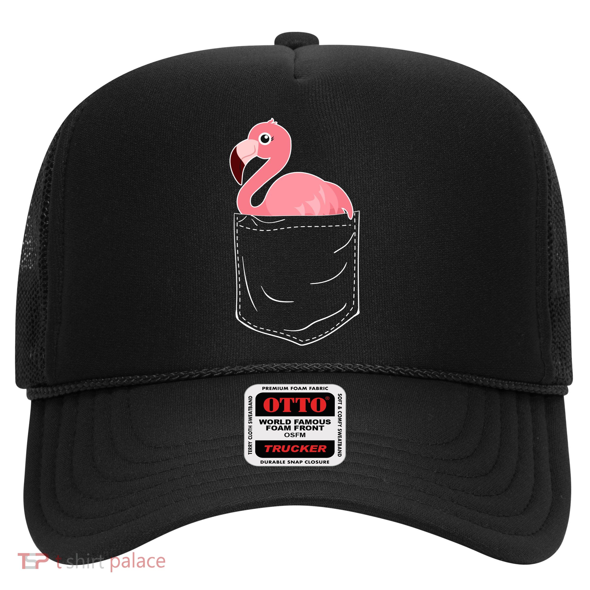 Cute Adorable Mini Flamingo in Pocket Trucker Hat