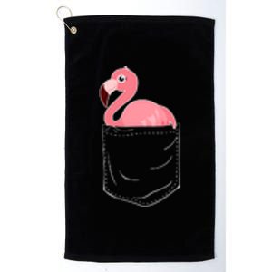 Cute Adorable Mini Flamingo in Pocket Platinum Collection Golf Towel