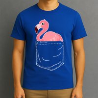 Cute Adorable Mini Flamingo in Pocket T-Shirt