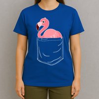 Cute Adorable Mini Flamingo in Pocket T-Shirt