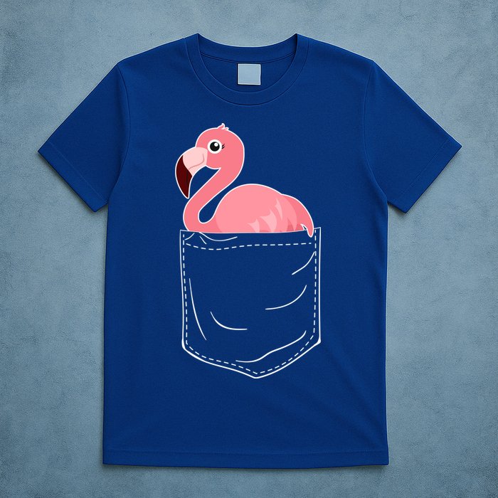 Cute Adorable Mini Flamingo in Pocket T-Shirt