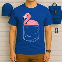 Cute Adorable Mini Flamingo in Pocket T-Shirt