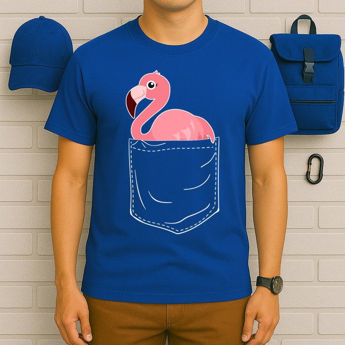 Cute Adorable Mini Flamingo in Pocket T-Shirt