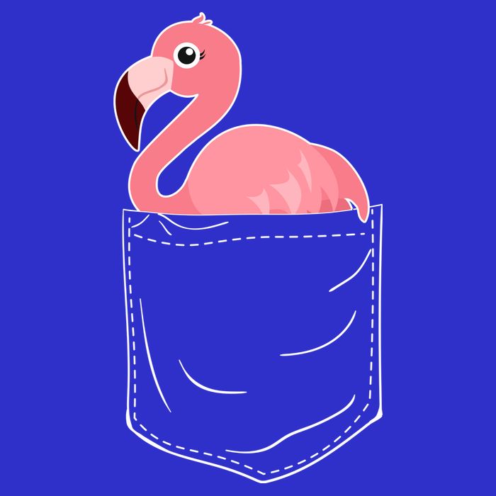 Cute Adorable Mini Flamingo in Pocket T-Shirt