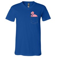 Cute Adorable Mini Flamingo in Pocket V-Neck T-Shirt