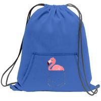 Cute Adorable Mini Flamingo in Pocket Sweatshirt Cinch Pack Bag