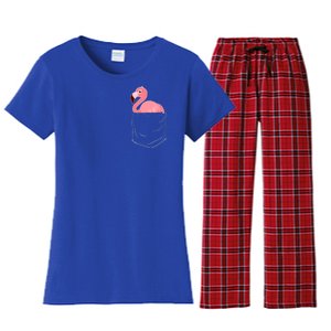 Cute Adorable Mini Flamingo in Pocket Women's Flannel Pajama Set