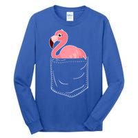 Cute Adorable Mini Flamingo in Pocket Tall Long Sleeve T-Shirt