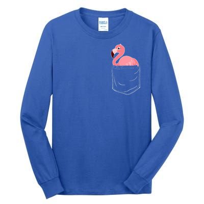 Cute Adorable Mini Flamingo in Pocket Tall Long Sleeve T-Shirt