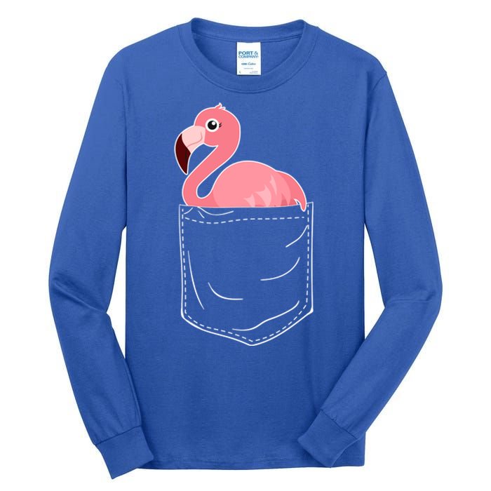 Cute Adorable Mini Flamingo in Pocket Tall Long Sleeve T-Shirt