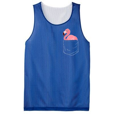 Cute Adorable Mini Flamingo in Pocket Mesh Reversible Basketball Jersey Tank