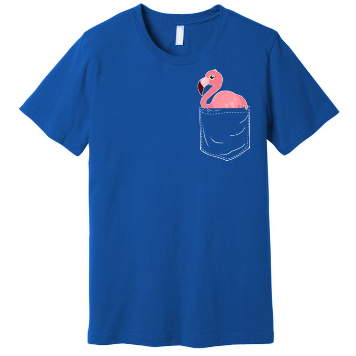 Cute Adorable Mini Flamingo in Pocket Premium T-Shirt