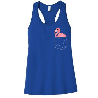 Cute Adorable Mini Flamingo in Pocket Women's Racerback Tank