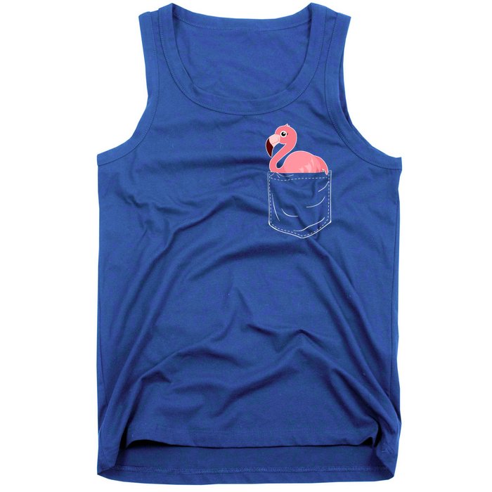 Cute Adorable Mini Flamingo in Pocket Tank Top