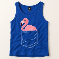 Cute Adorable Mini Flamingo in Pocket Tank Top