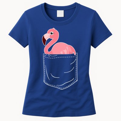 Cute Adorable Mini Flamingo in Pocket Womens T-Shirt