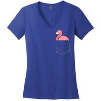 Cute Adorable Mini Flamingo in Pocket Women's V-Neck T-Shirt