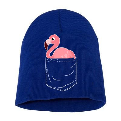 Cute Adorable Mini Flamingo in Pocket Short Acrylic Beanie
