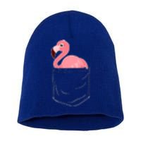 Cute Adorable Mini Flamingo in Pocket Short Acrylic Beanie