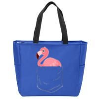 Cute Adorable Mini Flamingo in Pocket Zip Tote Bag