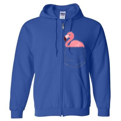 Cute Adorable Mini Flamingo in Pocket Full Zip Hoodie