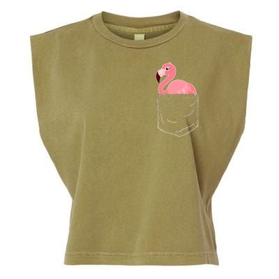 Cute Adorable Mini Flamingo in Pocket Garment-Dyed Women's Muscle Tee