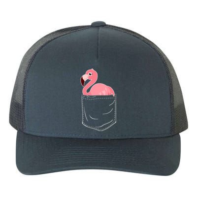 Cute Adorable Mini Flamingo in Pocket Yupoong Adult 5-Panel Trucker Hat