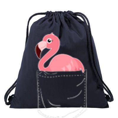 Cute Adorable Mini Flamingo in Pocket Drawstring Bag