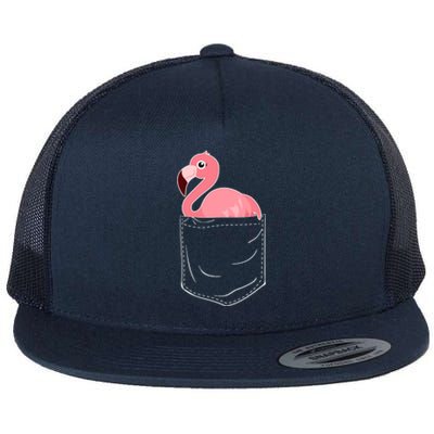 Cute Adorable Mini Flamingo in Pocket Flat Bill Trucker Hat