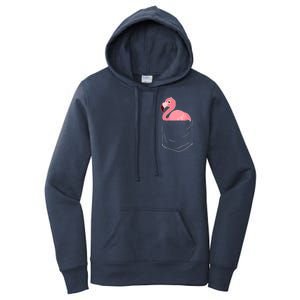 Cute Adorable Mini Flamingo in Pocket Women's Pullover Hoodie