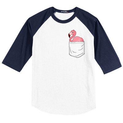 Cute Adorable Mini Flamingo in Pocket Baseball Sleeve Shirt