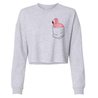 Cute Adorable Mini Flamingo in Pocket Cropped Pullover Crew