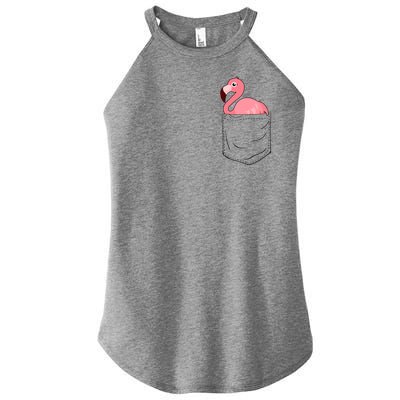 Cute Adorable Mini Flamingo in Pocket Women's Perfect Tri Rocker Tank